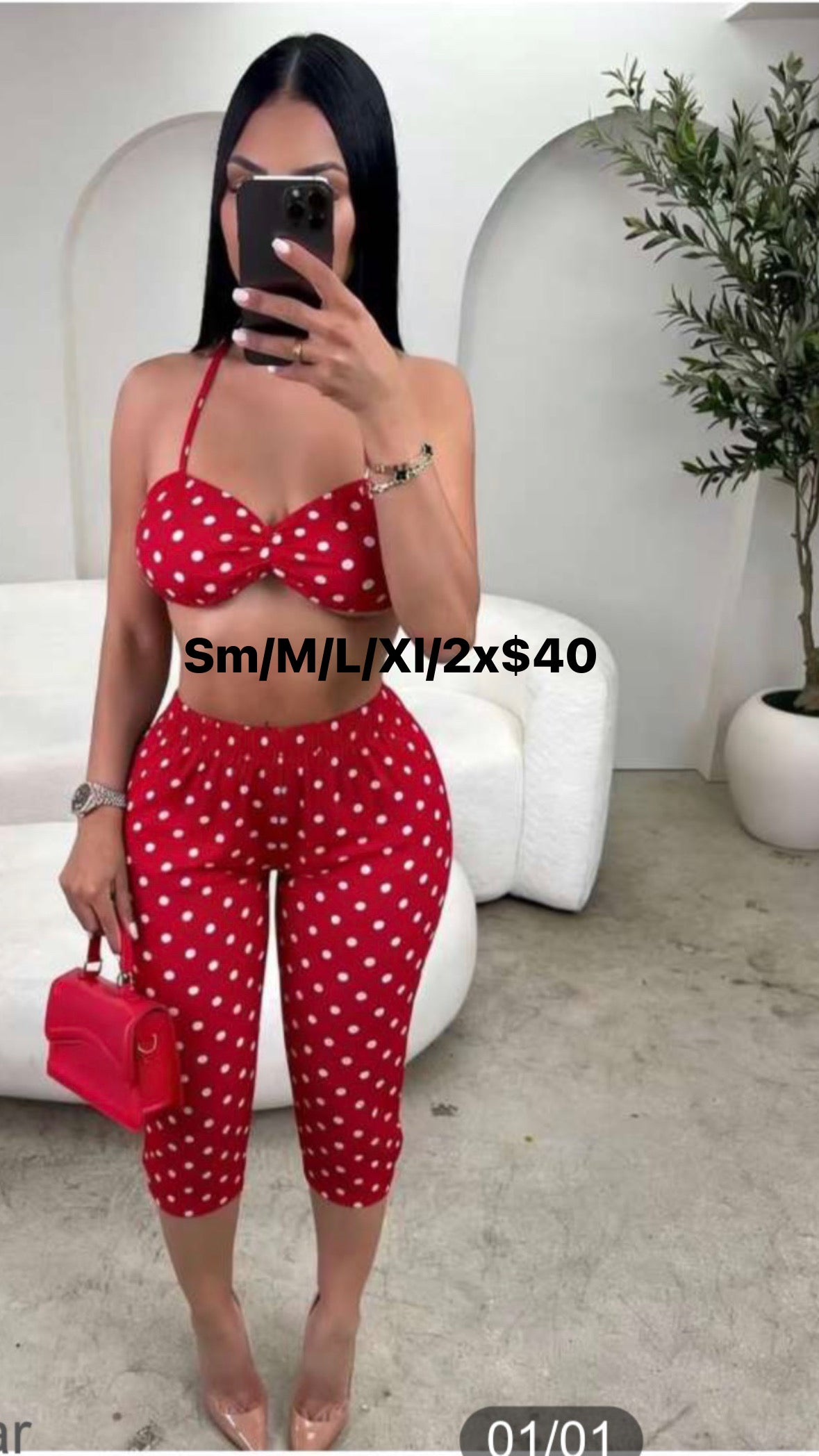 Red polka dot one piece